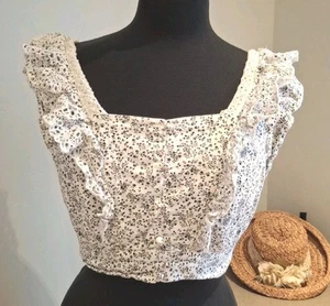 American Eagle White Floral Tie Crop Top Cottagecore Festival M Country Lace - Picture 1 of 10