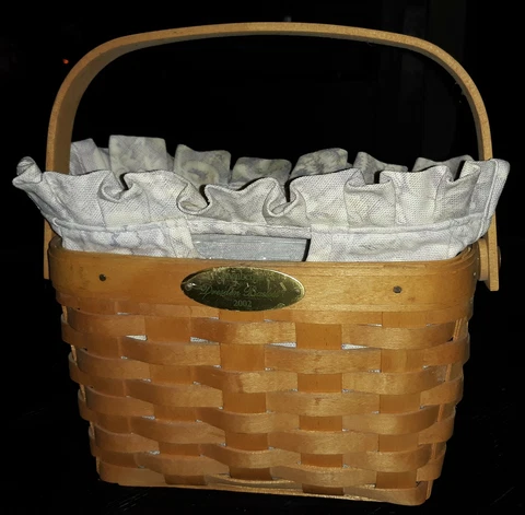 Vintage 2002 longaberger dresden classic basket with fabric liner and insert Cover