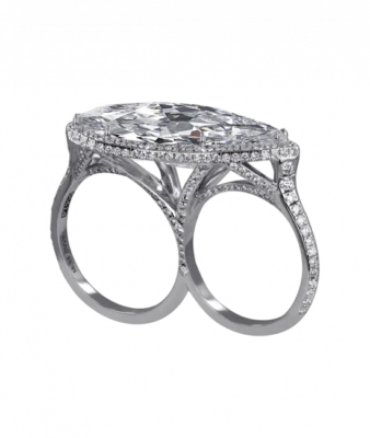 Enorme Anillo Fino Doble Dedo Circonita Cúbica Corte Marquesa Corte Transparente 26.52CT Foto 1 de 3