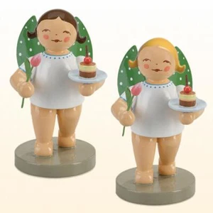 Wendt & Kühn Engel mit Törtchen + Tulpe 650/172 blond/braun Erzgebirge neu 2022 - Bild 1 von 8