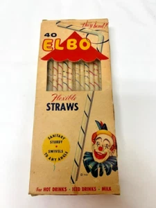 Vintage CARNIVAL  ELBO Flexible Paper Drinking Straws Original Box 1962 - Picture 1 of 5