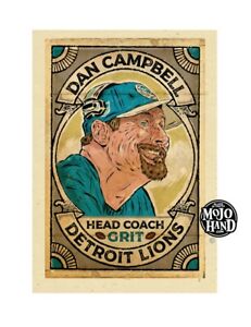 Dan Campbell Detroit Lions coach art print - poster 12"x18" signed by the artist