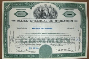 Stock Certificate Allied Chemical Corporation 100 Shares payee Merrill Lynch - Picture 1 of 1