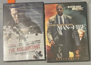 Denzel Washington: Man on Fire & Ben Affleck: The Accountant (2 DVDs, New) - Imagen 1 de 2