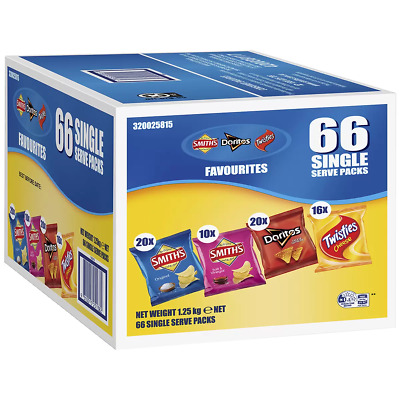NEW Smith's Favourites 66 Single Serve Packs Chips Doritos Twisties 1.25kg Box! • 41.99$