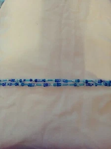 Double Seed Bead Tie-On Waist Chain - Shades of Blue & Silver - Picture 1 of 3