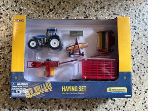 1/64 ERTL NEW HOLLAND HAYING SET  T7.270 SQUARE BALER HAYBINE RAKE - Picture 1 of 4