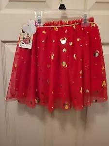 NWT DISNEY GOLD COLORED MINNIE MOUSE HEAD SIZE 3T RED TU TU SKIRT - Picture 1 of 3