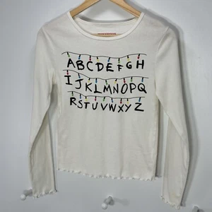Stranger Things Girls Size M Letters Long Sleeve Ivory ruffle Cotton/Polyester - Picture 1 of 6