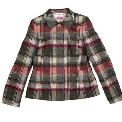 Blazer Basler Feminino Lã Cashmere Alpaca Rosa Xadrez Jaqueta Trabalho Desgaste Carreira - Imagem 1 de 4