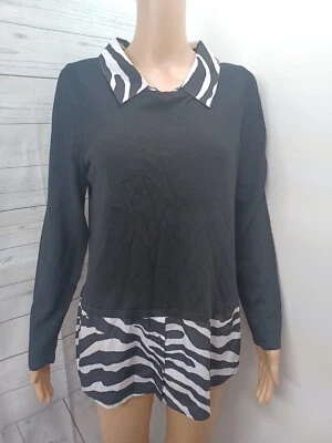 Suéter Chicos Mujer Bonito Tono Negro Blanco Estampado Animal Talla 1 Foto 1 de 4