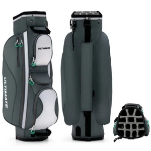 Golf Cart Bag 7 Zippered Pocket 14 Dividers Lift Assist Handle Light Weight Gray - Picture 1 of 11