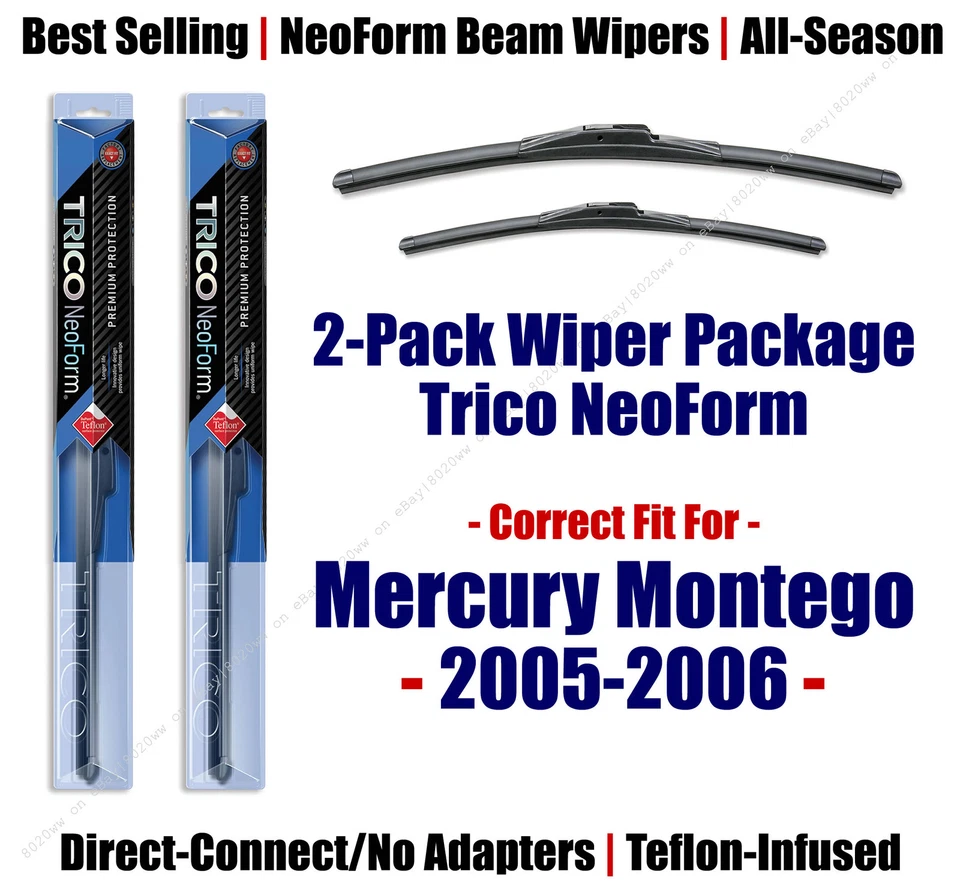 2pk Super-Premium NeoForm Wipers fit 2005-2006 Mercury Montego 162412/2012 Foto 1 de 1