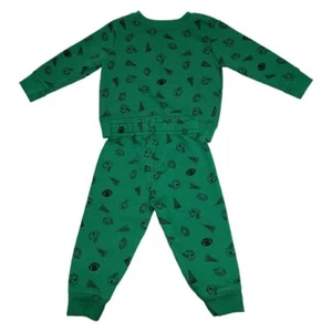 Garanimals Baby Boy Green "Team" Sweat Pants & SweatShirt 12 Months Used - Picture 1 of 6