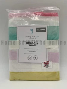 Pottery Barn Kids Kayla Rayas Orgánico Percal Sham Multi Estándar #254A - Imagen 1 de 2