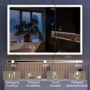 800x600mm LED Bathroom Mirror Cabinet W/Large Storage Anti-Fog 3 mode Touch IP44 - Picture 1 of 14