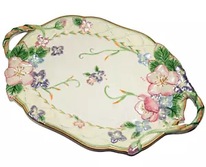 Fitz and Floyd Garden Rhapsody Large Oval Platter Serving Tray With Handles 19" - Picture 1 of 9