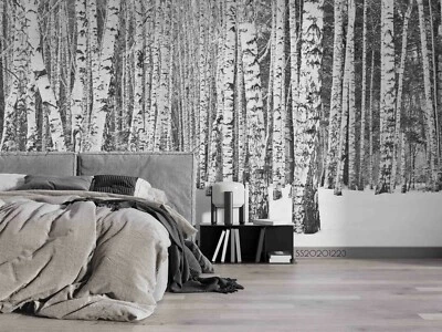 3D Winter Birch Forest Wallpaper Wall Mural Removable Self-adhesive 110 - Image 1 of 4