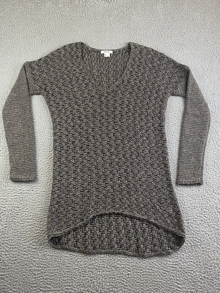 Suéter Pullover Helmut Lang Gris Negro Alpaca Seda Lino Tejido Abierto Longline M Foto 1 de 4