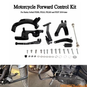 Black FootPeg Forward Controls Kit For Harley Softail 18-Up FXBB FXLR FXLRS FXST - Bild 1 von 9