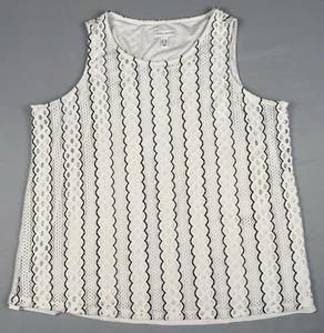 Camiseta sin mangas Susan Graver para mujer 1X blanca negra texturizada camisa blusa - Imagen 1 de 8