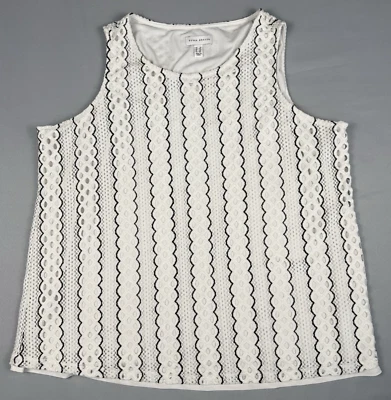 Camiseta sin mangas Susan Graver para mujer 1X blanca negra texturizada camisa blusa Foto 1 de 4