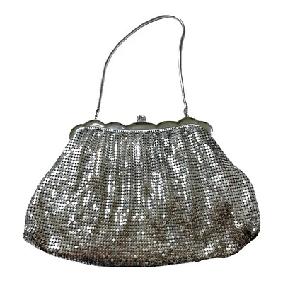 Mid Century 1950’s Silver Mesh Kiss Lock Evening Whiting & Davis Clutch Purse - Image 1 of 4