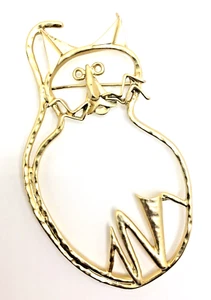 Vintage Große abstrakte durchbrochene Katze Anstecknadel/Brosche - Satin matt goldfarben - 3-3/4" - Bild 1 von 7