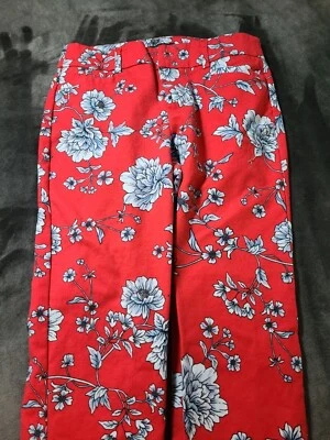 Women's Dressbarn Roz Ali Red Floral Ankle Pants Size 10 Signature Fit Crop 0015 - Изображение 1 из 4