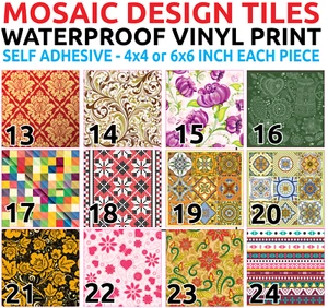 Self Adhesive Vintage Mosaic DIY Tiles Wall Bath Kitchen Decor Vinyl Sticker - Picture 1 of 16