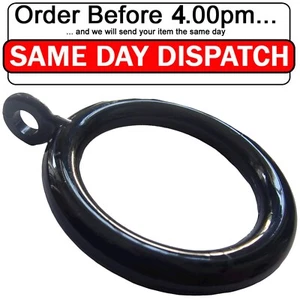 Plastic Curtain Rings With Eyelet for 22mm Poles Black Drapery Ring - Picture 1 of 11