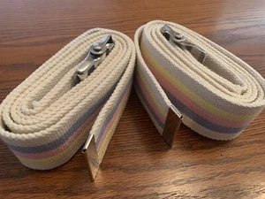 (2) New Sammons Preston~Transfer Gait Belt 60" Cream w/Blue,Pink,Yellow Stripes - Picture 1 of 7