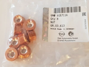 12x original Opel Kupfermutter Mutter Auspuffkrümmer M8 9157116 854900 - Bild 1 von 4