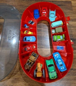 Disneys Pixar Cars Case And Racetrack Carrying Case With 14 Cars Lot - Picture 1 of 9