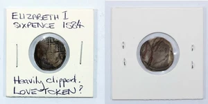 CROOKED COIN Elizabeth I SILVER SIXPENCE 1584 LOVE TOKEN - FASCINATING - Picture 1 of 20