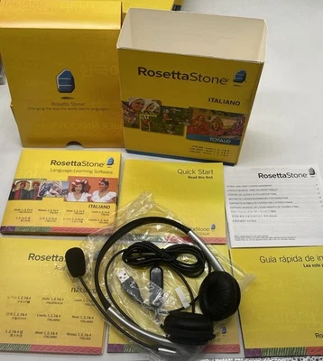 Rosetta Stone Italian Levels 1–4 Total PC/Mac Nueva Caja Abierta con Auriculares Foto 1 de 4