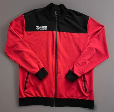 Chaqueta deportiva Maceoo manga larga cremallera completa roja negra color bloque logotipo XL JBHS Foto 1 de 4