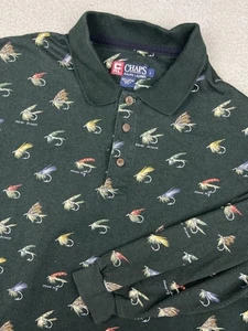 Camisa De Colección Chaps Ralph Lauren Para Hombres Grande Verde Estampado de Pesca Hecha en EE. UU. 90s - Imagen 1 de 13