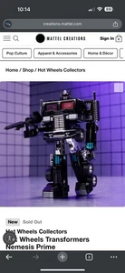 Hot Wheels Collectors Transformers Nemesis Prime Limited Collectible Toy IN HAND - Picture 1 of 2