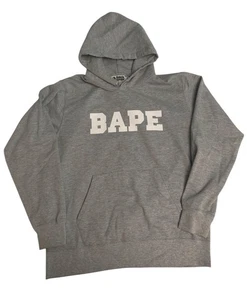 A Bathing Ape Bape Hoodie Men 2XL Gray Bape Spellout Hoodie Used FLAW STAIN READ - Picture 1 of 15