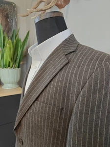 🇺🇲 Hickey Freeman Mens 40R Brown Stripe Two Button Wool Sports Coat USA - Picture 1 of 10