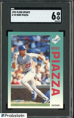 1992 Fleer Update #U-92 Mike Piazza Dodgers RC Rookie HOF SGC 6 EX-NM - Image 1 of 2