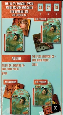 Taylor Swift - The Life of a Showgirl CD + Hand Signed Photo SET OF 4 - IN HAND! - Image 1 of 4