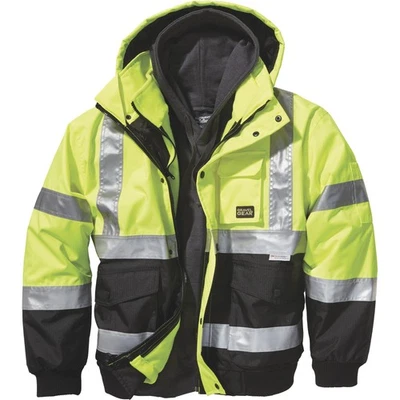Gravel Gear HV Men's Class 3 High Visibility 3-in-1 Bomber Jacket, Lime, 2XL - Image 1 of 4