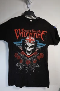 Camiseta Bullet For My Valentine Union Jack 2010 calavera pistola rosas negra mediana - Imagen 1 de 6