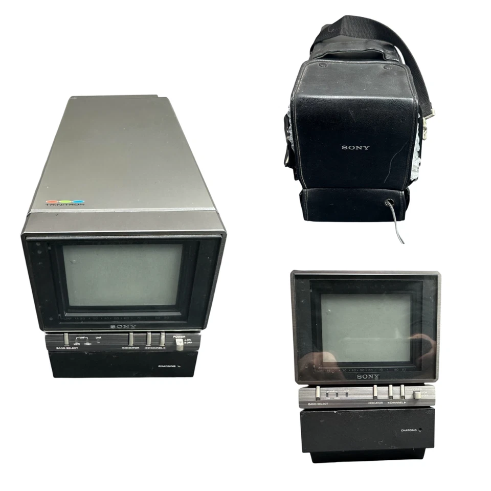 Receptor de TV color Sony Trinitron portátil vintage KV-4000 con estuche de transporte Foto 1 de 4