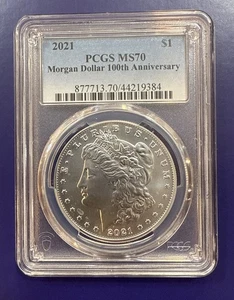 2021 P Morgan Dollar PCGS MS70 - 100th Anniversary - Low Mintage ! - Picture 1 of 2