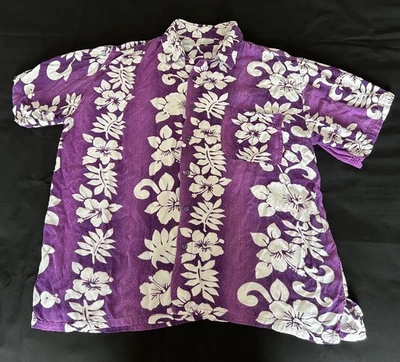 Bali Collection Men’s XL Purple & White Hawaiian Shirt Button-Up Tropical Shirt - Image 1 of 4