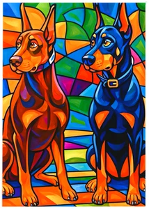 PAR DOBERMAN * ACEO personalizado * Novedad * JUST DOGS * Tarjeta de arte * ATC - Imagen 1 de 2
