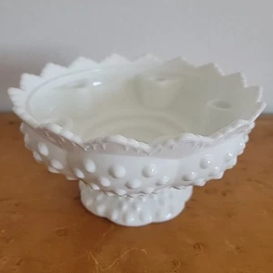 Vtg Fenton White Milk Glass Hobnail Centerpiece Candle Holder Pat #3547569  - Picture 1 of 5